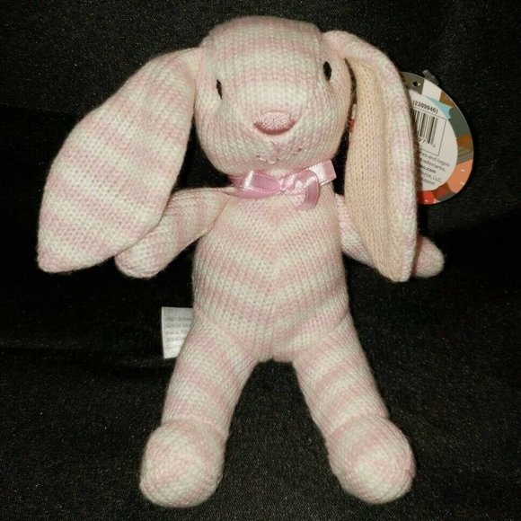 Lovey Plush Bunny Rabbit FAO Schwarz Pink & White Small Stuffed Animal Toy 4" - Picture 1 of 8